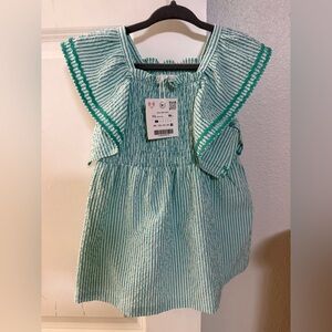 NWT Striped Teal Zara Toddler Dress (Size 1 1/2)